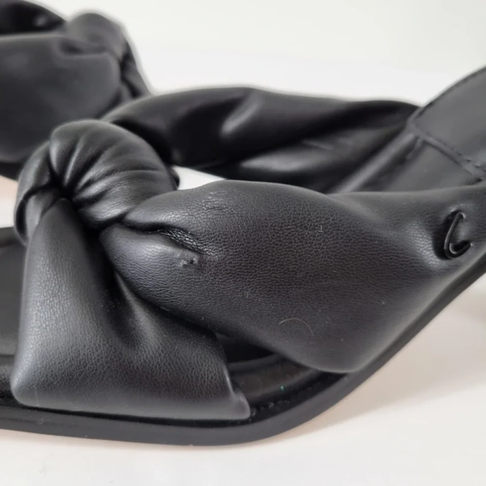Sam Edelman Circus NY Black Square Toe Knot Heeled Mules Sandals Slip On Sz 6 - Picture 5 of 8